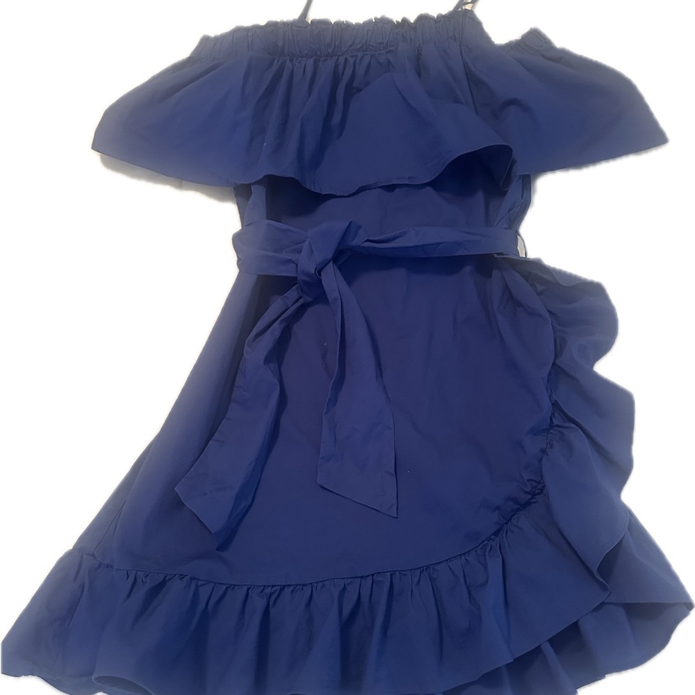 Royal blue dress with ruffles. Size medium